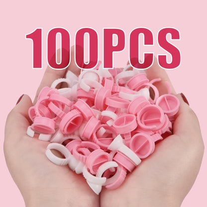 GLAMLASH 100Pcs/Bag Disposable Eyelash Extension Glue Ring Cup Tattoo Pigment Holder Container Lash Tools