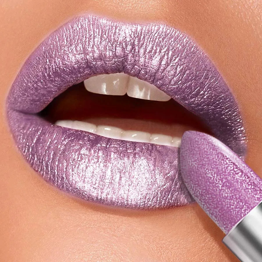 1 PC Glitter Shiny Metallic Lipstick Pearlescent Lip Tint,Long Lasting Lip Matte Lip Makeup Gifts for Women Lip Oil Cosmetic