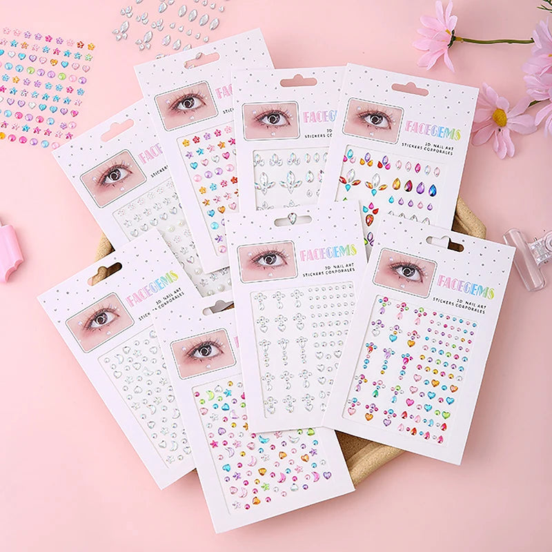 Makeup Diamond Eyes Face Festival DIY Body Crystal Gems Tattoo Adhesive Rhinestone Nail Art Decoration Acrylic Eyeshadow Sticker