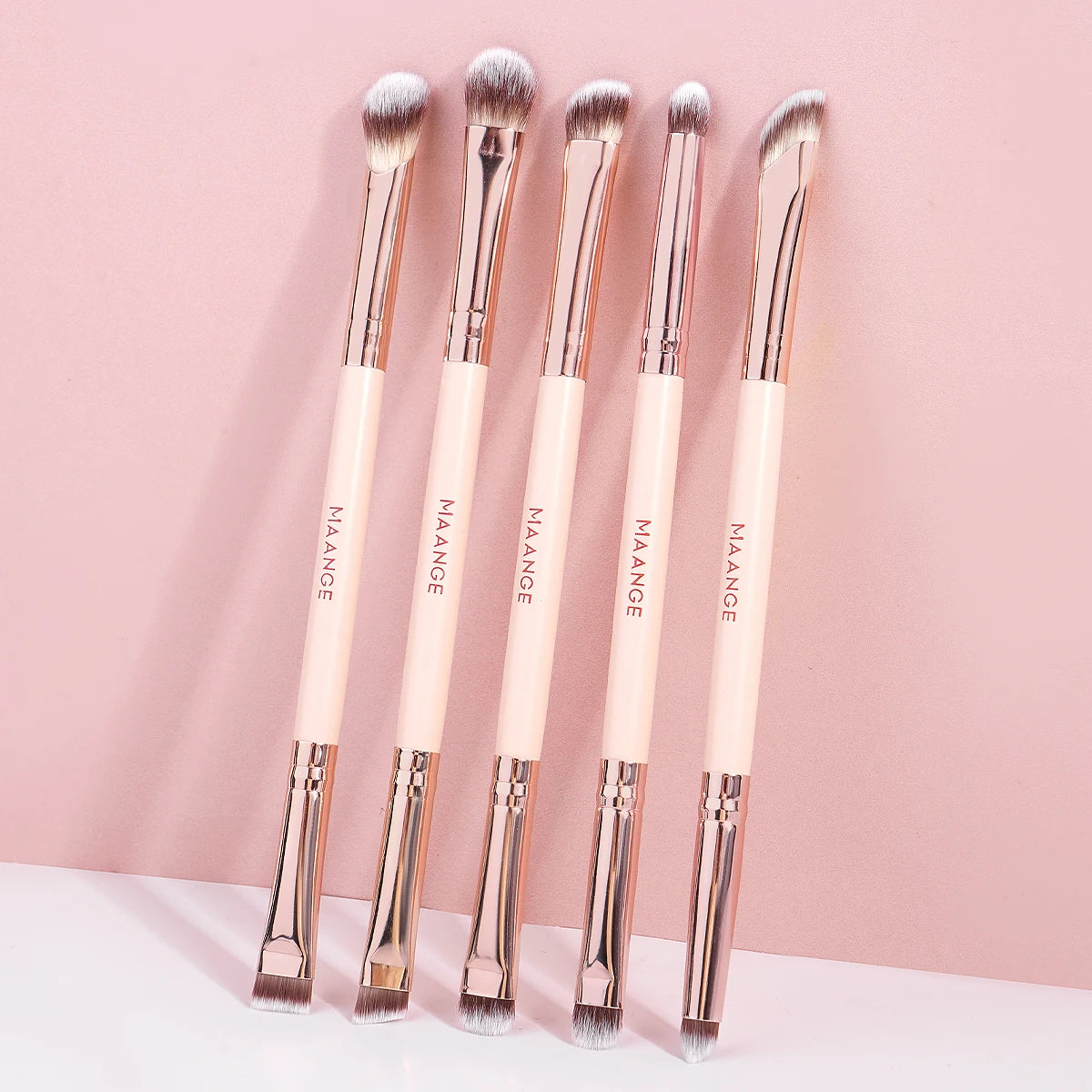 MAANGE 5pcs Double-ended Eye Makeup Brushes Soft Synthetic Hairs for Eyeshadow Eyeliner Nose Contour Smudge Blending Brush Tools