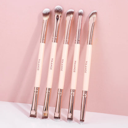 MAANGE 5pcs Double-ended Eye Makeup Brushes Soft Synthetic Hairs for Eyeshadow Eyeliner Nose Contour Smudge Blending Brush Tools
