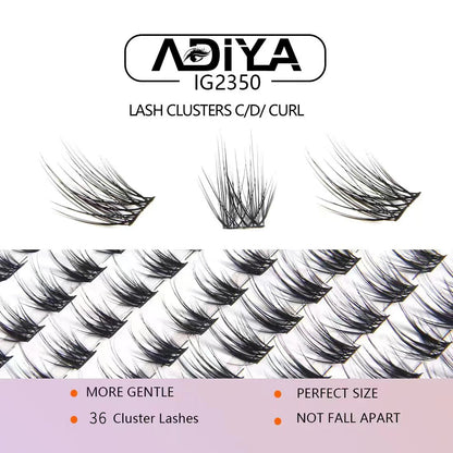 36Pcs C/D/dd 10-15mm DIY Eyelash Extension Segmented Cluster Easy Makeup Big Eye Secret Super Natural Lash Glitter Premade Lash