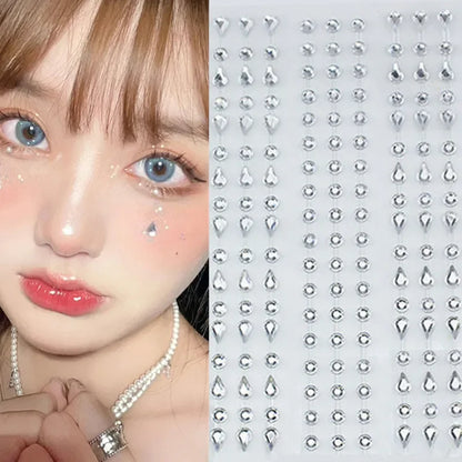 Face Tattoo Eyeshadow Stickers Nail Stickers 3D Pearl Face Jewels Diamond Decoration Self Adhesive Body Brow Makeup DIY Beauty