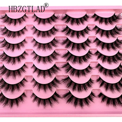 New 14Pairs 3D Faux Mink False Eyelashes Natural Messy EyeLashes Crisscross Wispy Fluffy Lashes Extension Makeup Fake Eyelashes