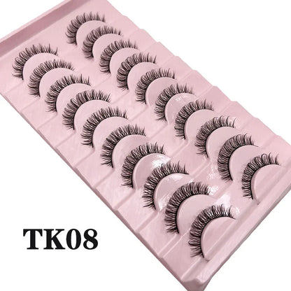 Natural Lashes 5/10 Pairs Eyelashes 3D Mink Lashes Manga Lashes Strip Lashes Band Soft Light False Eyelashes Makeup