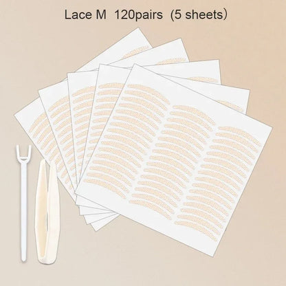 480Pcs Stealth Double Fold Eyelid Tape Fiber Sticker Lace Nature Clear Beige Stripe Self-adhesive Natural Eye Makeup with Tool
