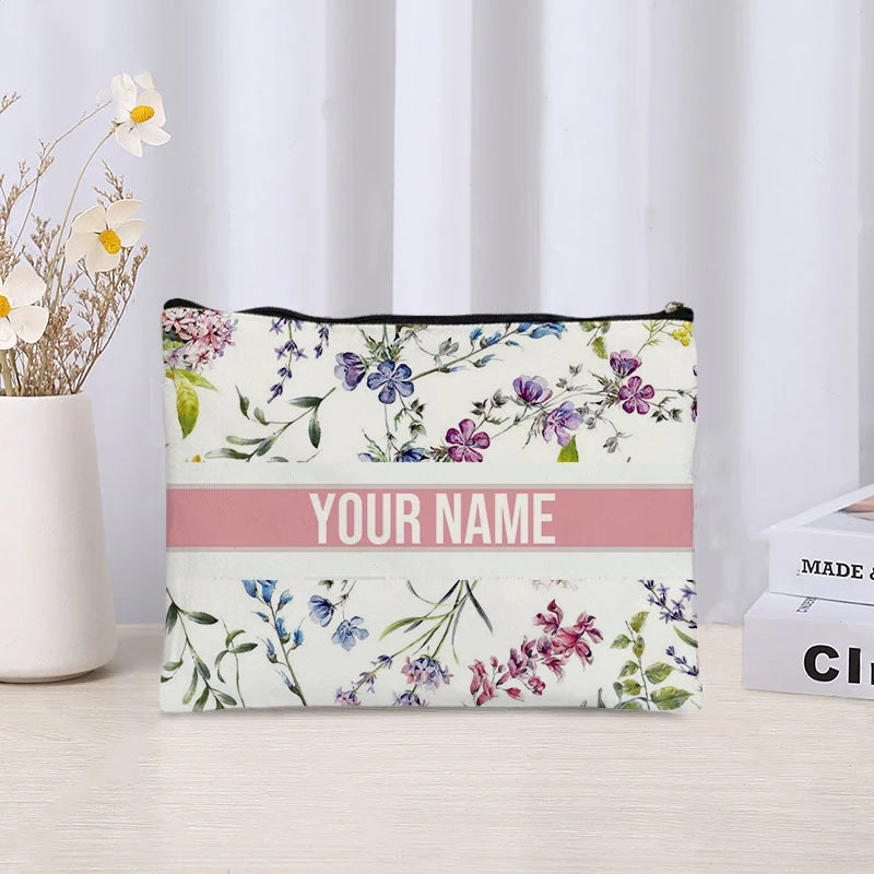 Custom Makeup Bag Trendy Canvas Travel Cosmetic Organizer Luxury Wedding Bridesmaid Gift Purse Vintage Brand Side Bag for Ladies