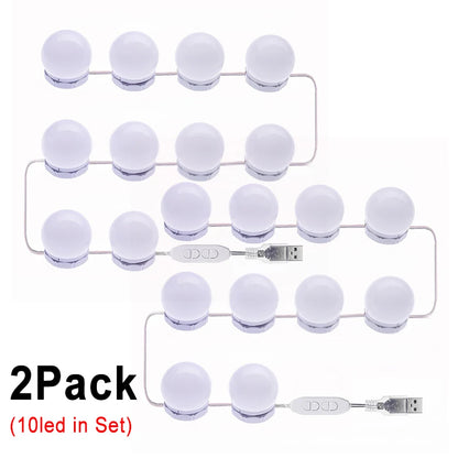 10 LED Detachable Bulbs Professional Makeup Mirror Lamp USB Power Cosmetic Mirror Light Hollywood Dressing Table Vanity Lights