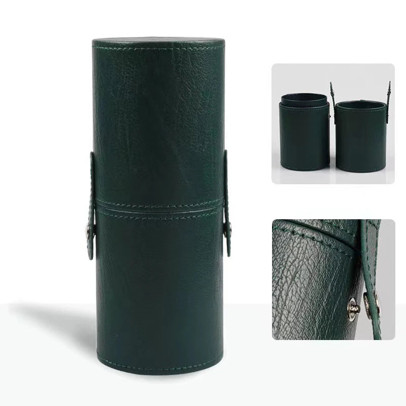 PU Leather Makeup Brush Bucket Portable Travel Cosmetic Bag Multi-Function Dust-Proof Waterproof Makeup Brush Cylinder