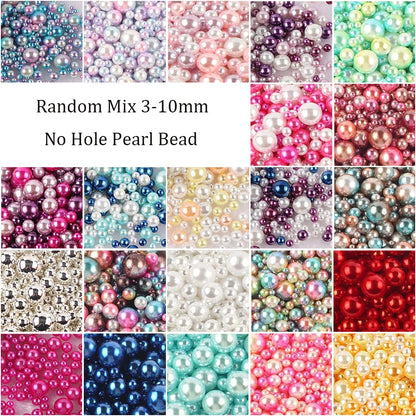 10g Random Mix 3-10mm No Hole ABS Imitation Pearl Bead For Vase Filler Makeup Brush For DIY  Jewelry Making  Decor  F0912