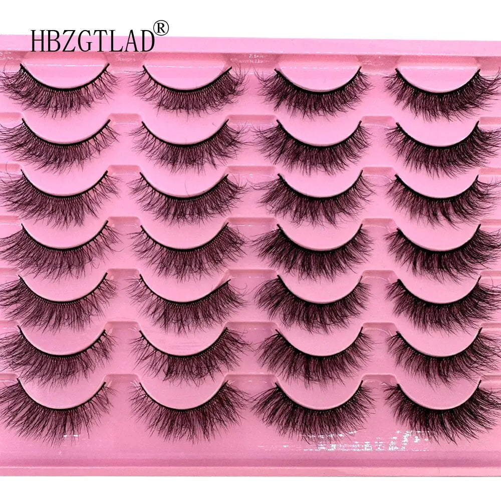 New 14Pairs 3D Faux Mink False Eyelashes Natural Messy EyeLashes Crisscross Wispy Fluffy Lashes Extension Makeup Fake Eyelashes