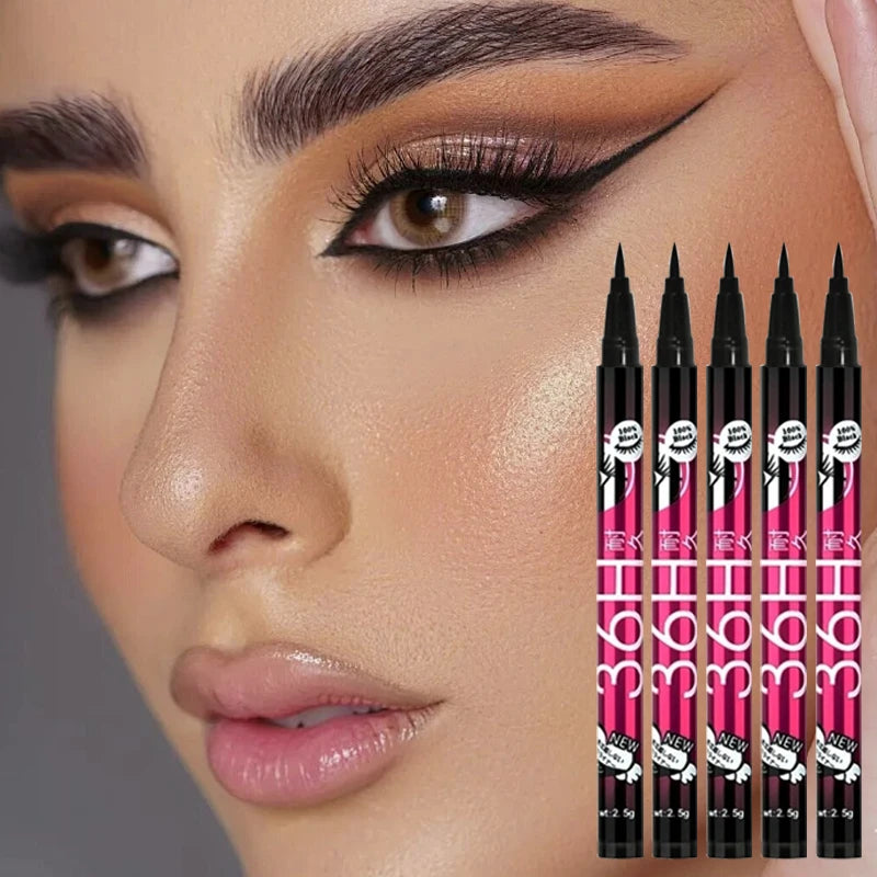 Black Smooth Liquid Eyeliner Pen Long-lasting Waterproof Not Easy To Smudged Eyeliner Ultra-fine Pen Tip Create Big Eyes Makeup