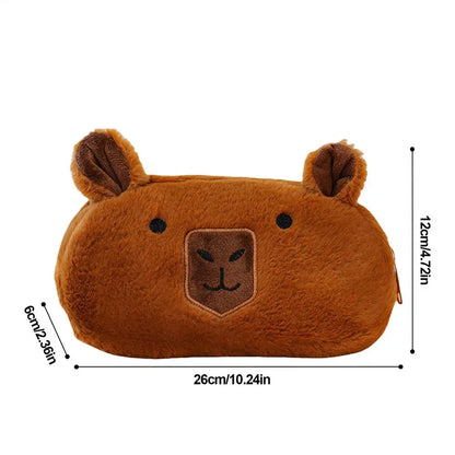 Capybara Pencil Case Cute Plush Zipper Pen Box Stationery Storage Organizer For Kids Students School, College Supplies, Gifts