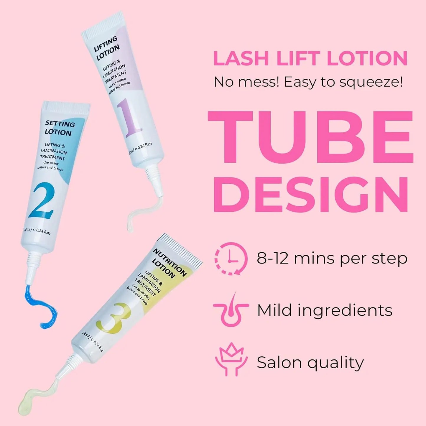 Lomansa Lash Lift Kit Eyelash Perm Kit Tube Step 1#2#3#4 Lifting Lotion Version Eyebrow Lamination and EyeLash Lifting Tool