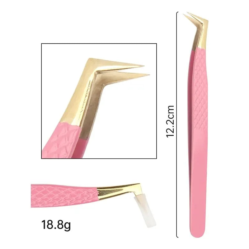 1 Pcs Eyelashes Tweezers For Lash Extension Stainless Steel High Precision Anti-static Tweezers Makeup Tools Eyelash Extensions