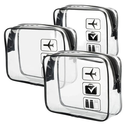Clear Zippered Makeup Organizer Bag - Transparent Cosmetic Case For Travel & Bathroom Storage 