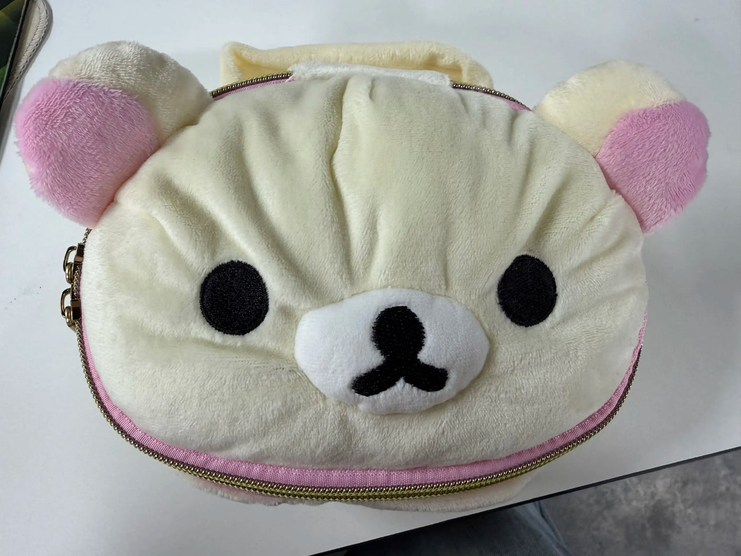New Cute  Bear Girl Plush Elliptical Stereoscopic Makeup Bag Portable Storage Bag Cute Cartoon Easy Bear Bear Storage