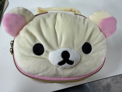 New Cute  Bear Girl Plush Elliptical Stereoscopic Makeup Bag Portable Storage Bag Cute Cartoon Easy Bear Bear Storage