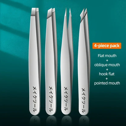 4pcs Set Professional Eyebrow Hair Removal Splinter Tweezers Set Perfect For Very Effortless and Relaxed to Remove