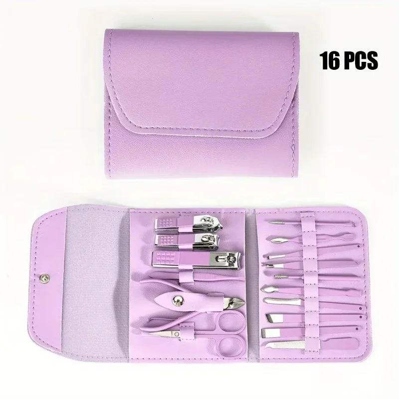 ‌16-Piece Professional Nail Clipper Set, Stainless Steel Fingernail and Toenail Tools, Unisex Nail Care Kit