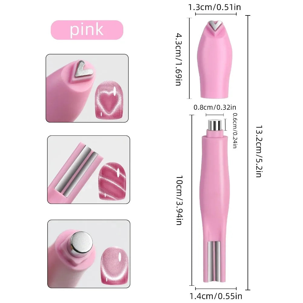 3D Double Headed Nails French Shape Strong Cat Eye Magnet Nail Art Gel Polish Magnetic Effect Manicure Accessories Tools Set
