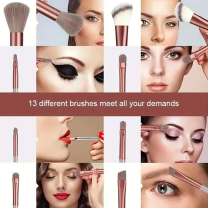13PCS Green/Pink Makeup Brush Set With Soft Bristles For Easy Carrying Suitable For Beginners And Professional Makeup Artists