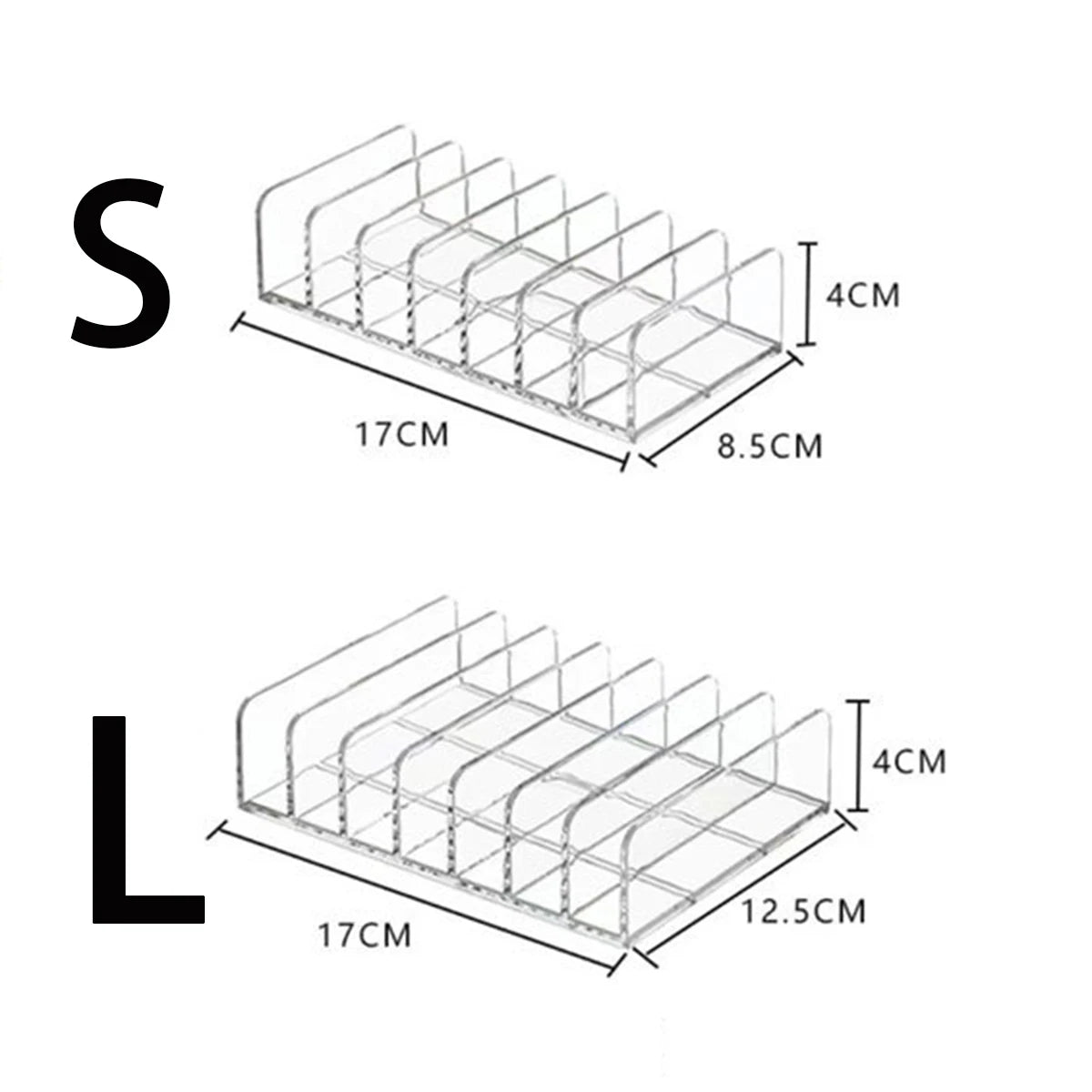7-Compartment Transparent Makeup Organizer for Eyeshadow Palette and Cosmetics, Vanity Table and Bathroom Countertop Storage Box