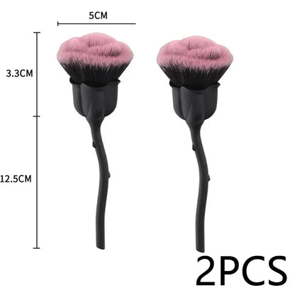 Flower Nail Brush for Manicure Gold Rose Shape Nail Art Brushes Round Small UV Gel Polish Powder Cleaning Tools Nail Accesories
