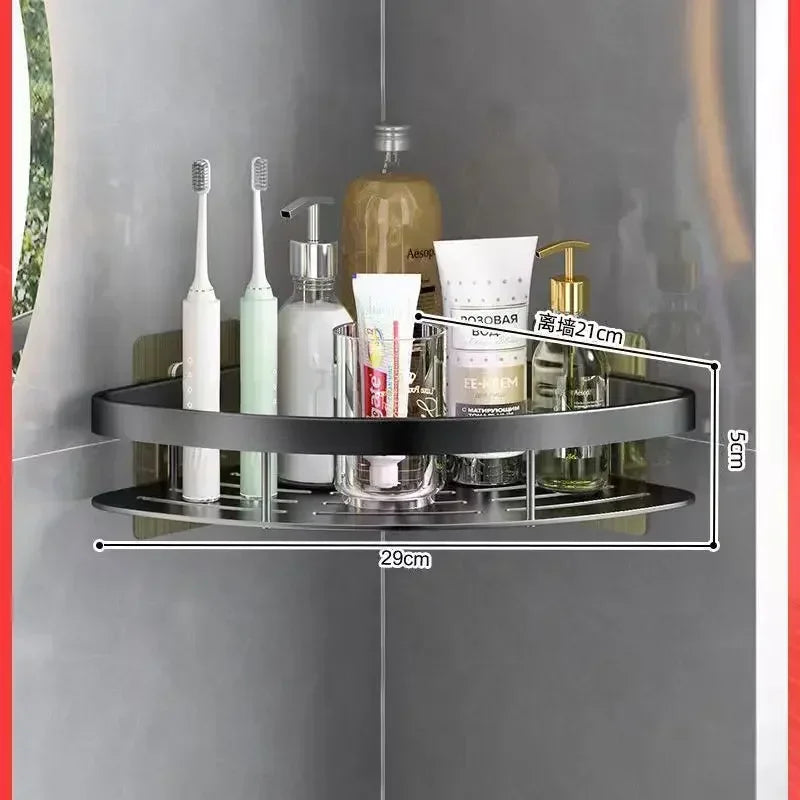 Aluminum Alloy Shampoo Rack Makeup Bathroom Accessories Storage Organizer Shower Shelf Bathroom Shelf No Drill Wall Corner Shelf