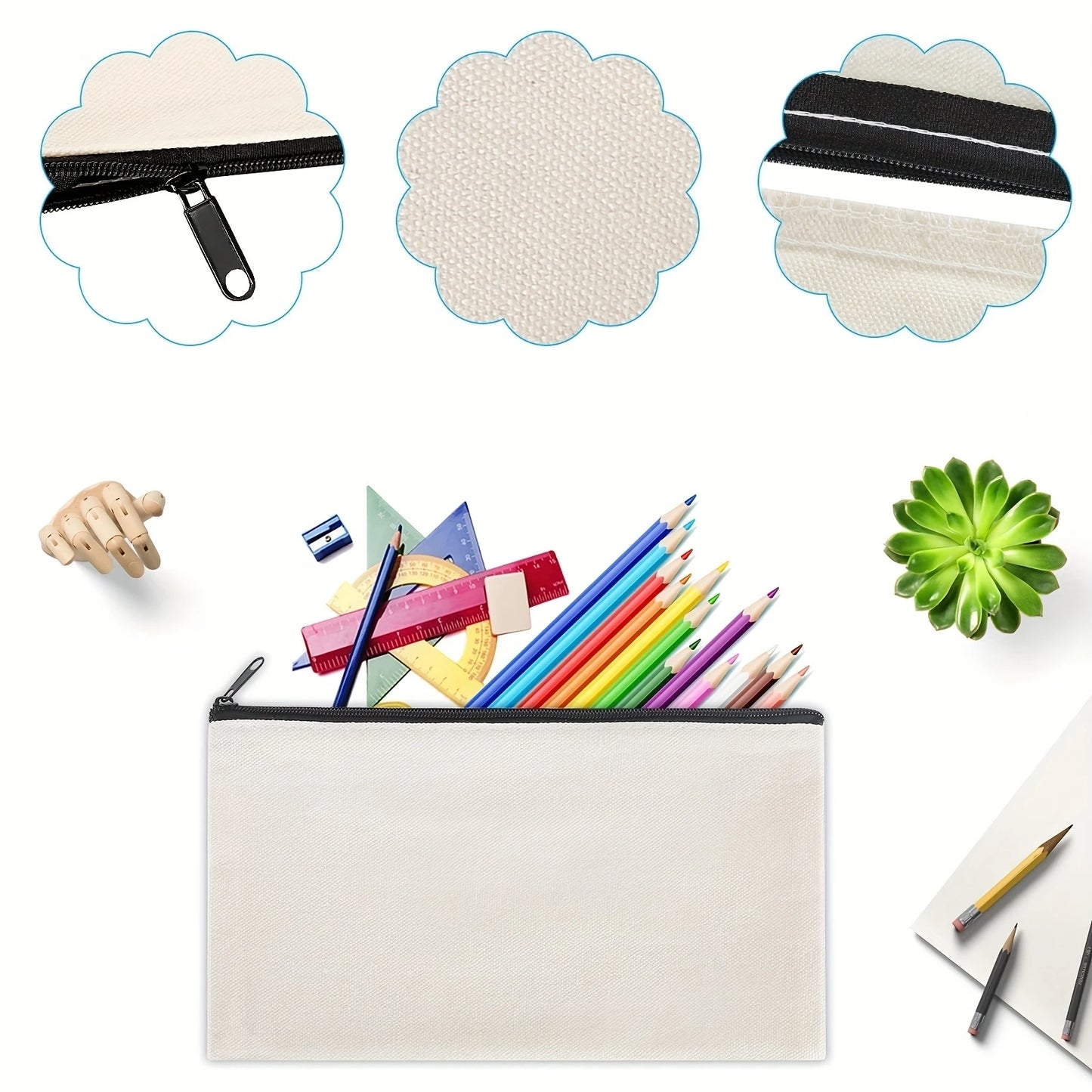 Customizable Sublimation Canvas Makeup Bags - Diy Heat Transfer Pencil Cases With Clear Window - Durable, Stylish & Ideal Person