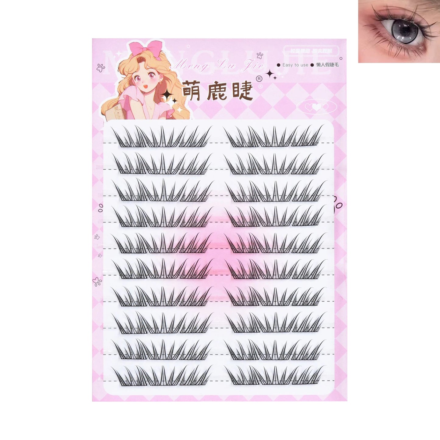 10rows Foxes Style Anime False Eyelashes Natural Curling 8-13mm Spiky Cluster Segmented Eyelash Extensions For Beauty Eye Makeup