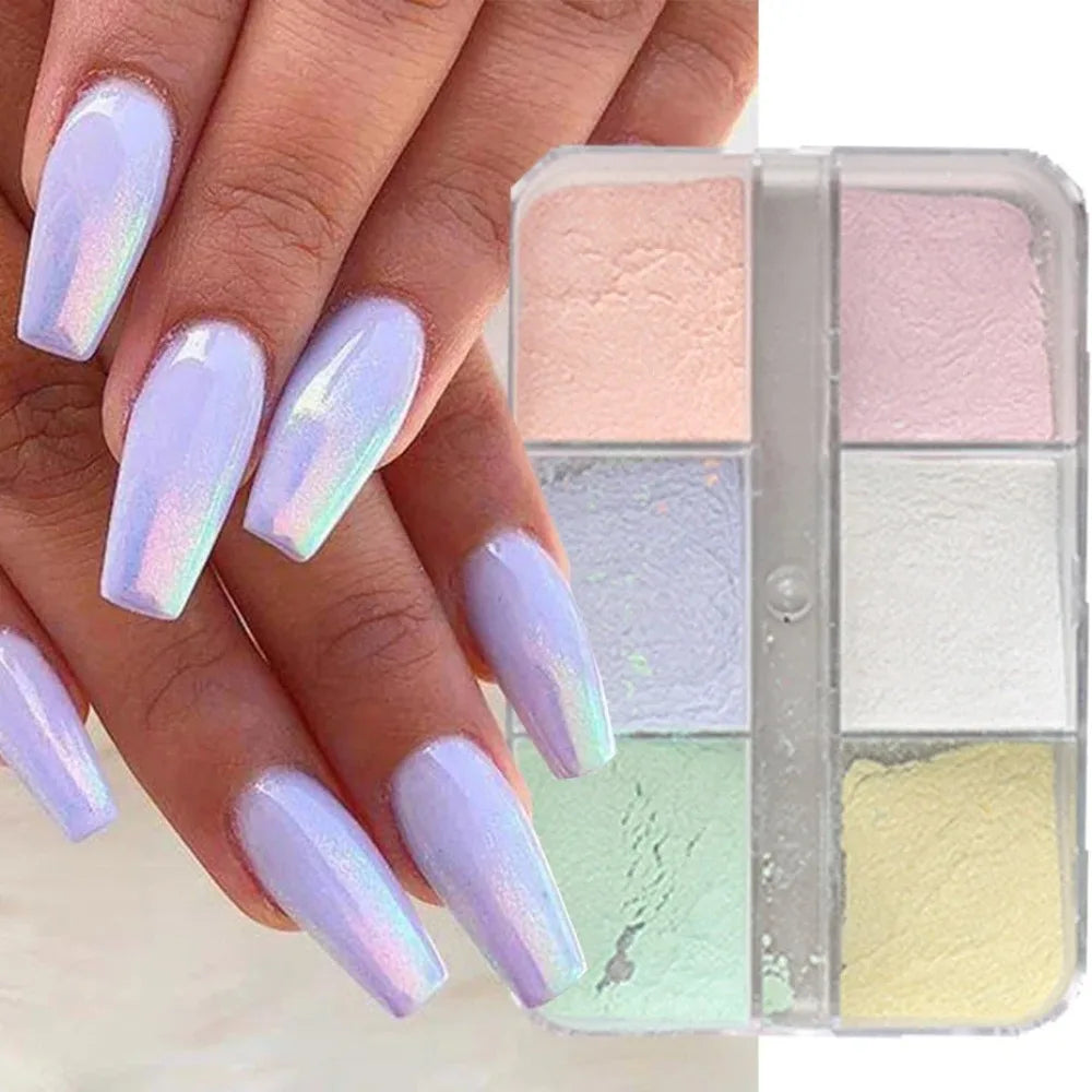 Moonlight Mirror Nail Powder Metallic Chrome Effect Pigment gel Polishing Laser Dust Flash Aurora Shining Pearl Nail Enhancemen