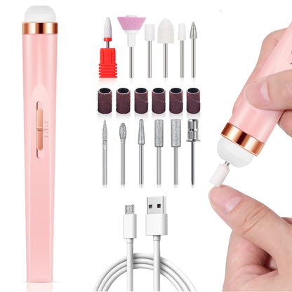 YIKOOLIN Electric Nail File Portable Nail Set with 4 Speeds Cuticle Trimmer Battery Operated Manicure and Pedicure Tools