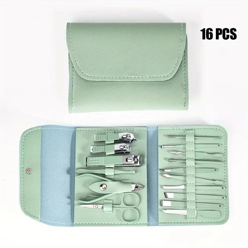 ‌16-Piece Professional Nail Clipper Set, Stainless Steel Fingernail and Toenail Tools, Unisex Nail Care Kit