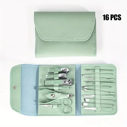 ‌16-Piece Professional Nail Clipper Set, Stainless Steel Fingernail and Toenail Tools, Unisex Nail Care Kit