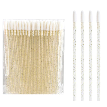 50Pcs Disposable Crystal Lip Brush Lipstick Gloss Wands Eyelash Makeup Micro Brushes Lash Extension Clean Applicator Makeup Tool