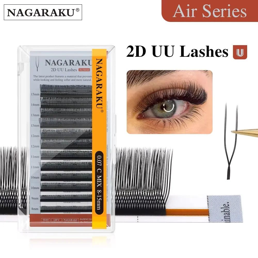 NAGARAKU U Shape YY 2D UU Soft Light Natural Eyelash Extensions Parallel Makeup Supplies
