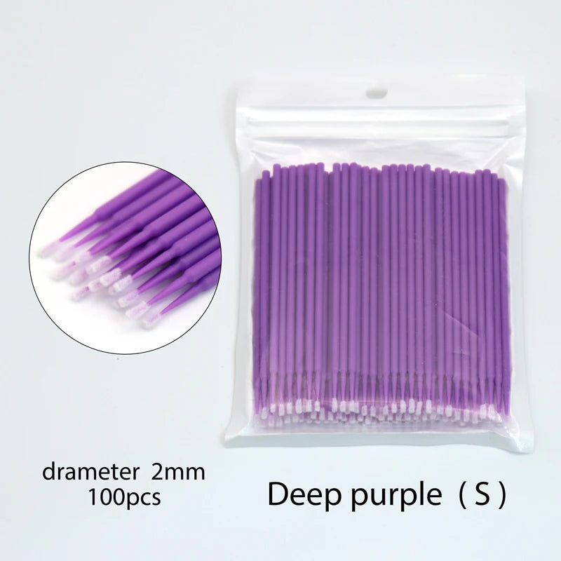 100Pcs Disposable MicroBrush Lash Cotton Swab Eyelash Extension Glue Cleaning Brushes Applicator Sticks Makeup Tools Wholesale
