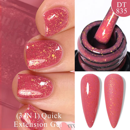 MEET ACROSS 7ml Quick Extension Gel Nail Polish Glitter Pink Gold Purple Milky White UV Gel Finger Prolong Varnish For Nails