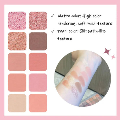 12-color pink eyeshadow palette - matte and shiny versions, suitable for both day and night, for dates and commutes, pink makeup