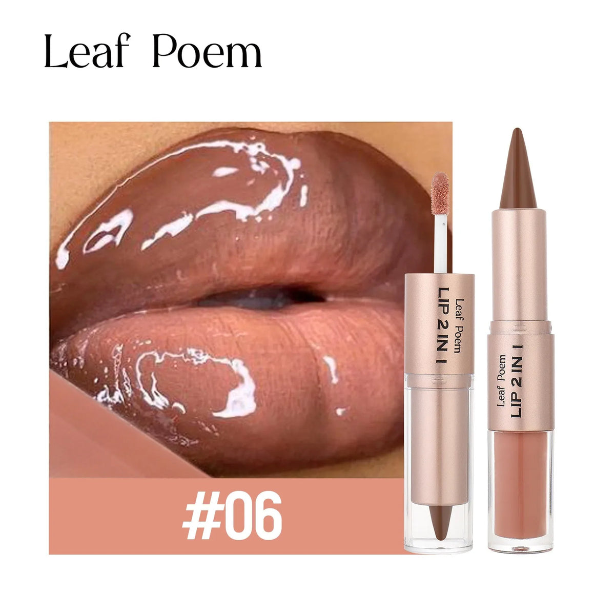 2IN1 Tapered Gradient Lipliner Pen Nude Brown Mirror Glass Lip Gloss Matte Lip Liner Waterproof Lip Contour Non Stick Makeup