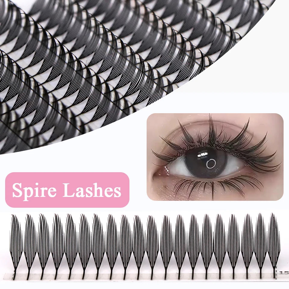 RUJADE New Colorful Shiny Manga Comic Spire Lashes Tinsel Anime Eyelash Extension Premade Fans Feather Shape Party Makeup Lashes