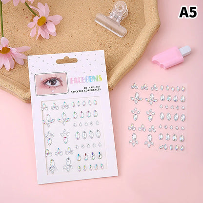 Makeup Diamond Eyes Face Festival DIY Body Crystal Gems Tattoo Adhesive Rhinestone Nail Art Decoration Acrylic Eyeshadow Sticker