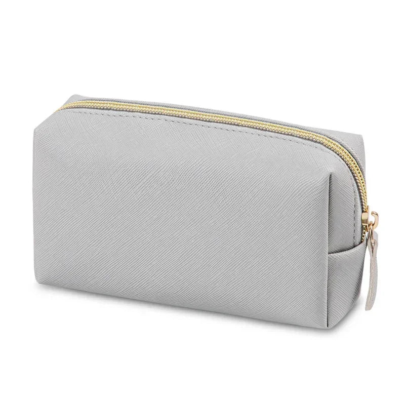 Women Cosmetic Bag Waterproof PU Leather Solid Color Makeup Pouch Travel Portable Wash Toiletry Storage Bag Organizer Purse 2023