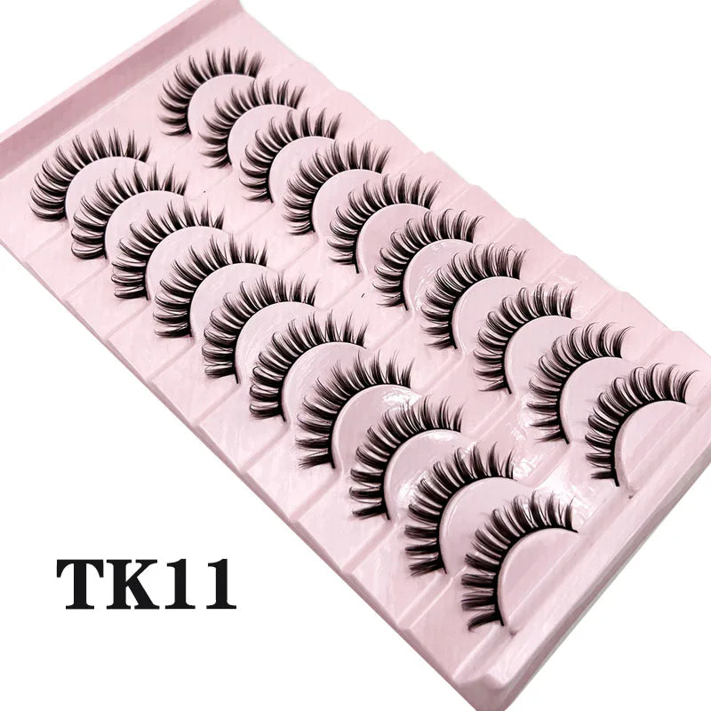 Natural Lashes 5/10 Pairs Eyelashes 3D Mink Lashes Manga Lashes Strip Lashes Band Soft Light False Eyelashes Makeup