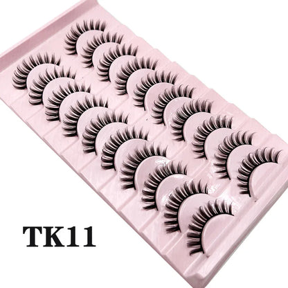 Natural Lashes 5/10 Pairs Eyelashes 3D Mink Lashes Manga Lashes Strip Lashes Band Soft Light False Eyelashes Makeup