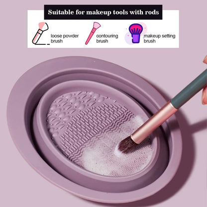 Soft Silicone Makeup Brush Cleaner Folding Powder Puff Cleaning Bowl Eyeshadow Brush Cleaning Pad Beauty Tools Portable Washing