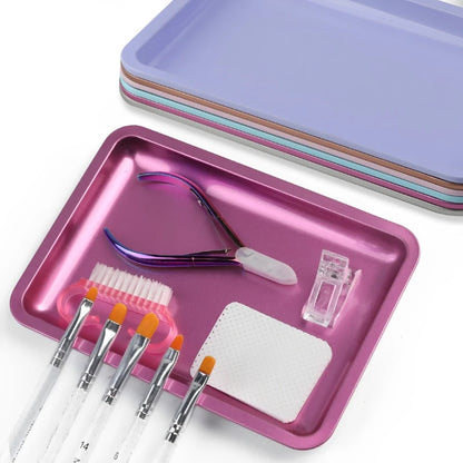 Square Stainless Steel Cosmetic Tray Eyelash Tools Tray Nail Art Equipment Plate False Nails Dish Tool Makeup Table Storage
