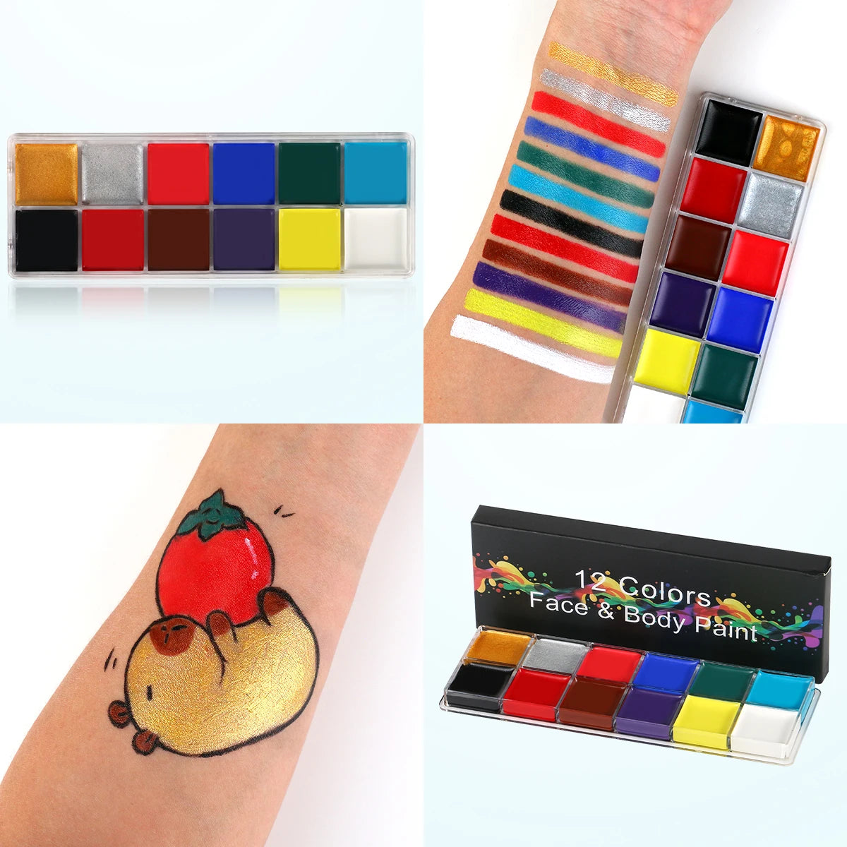 12 Color Face Paint Body Paint Oil Painting Facial Paint Professional Pigment Palette In Party Makeup