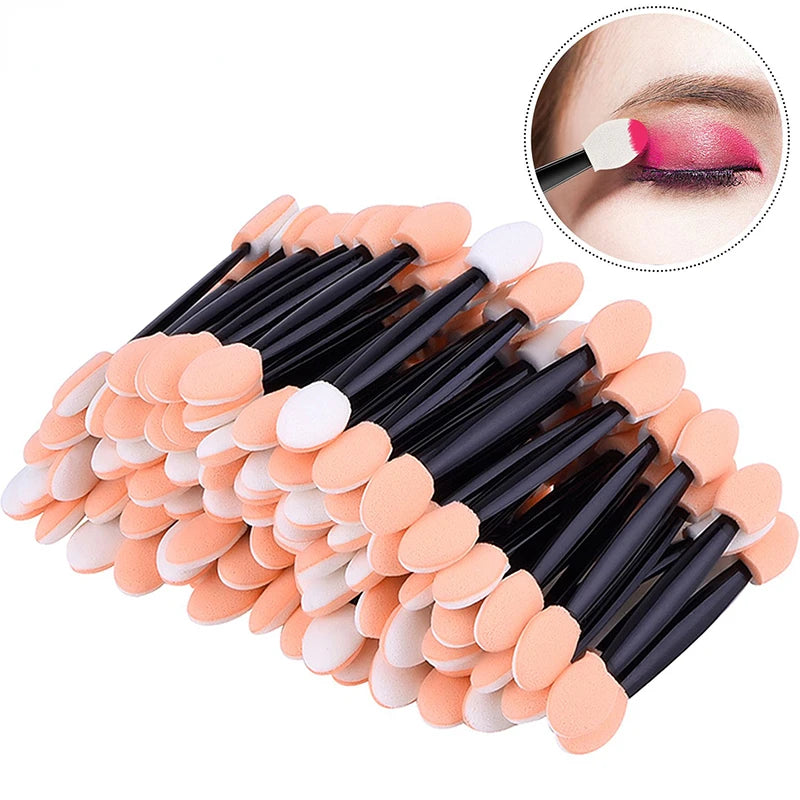 100Pcs/ Bag Small Portable Eyeshadow Applicators In Bulk Double Sponge Eye Shadow Brush Makeup Mini Tools Wholesale